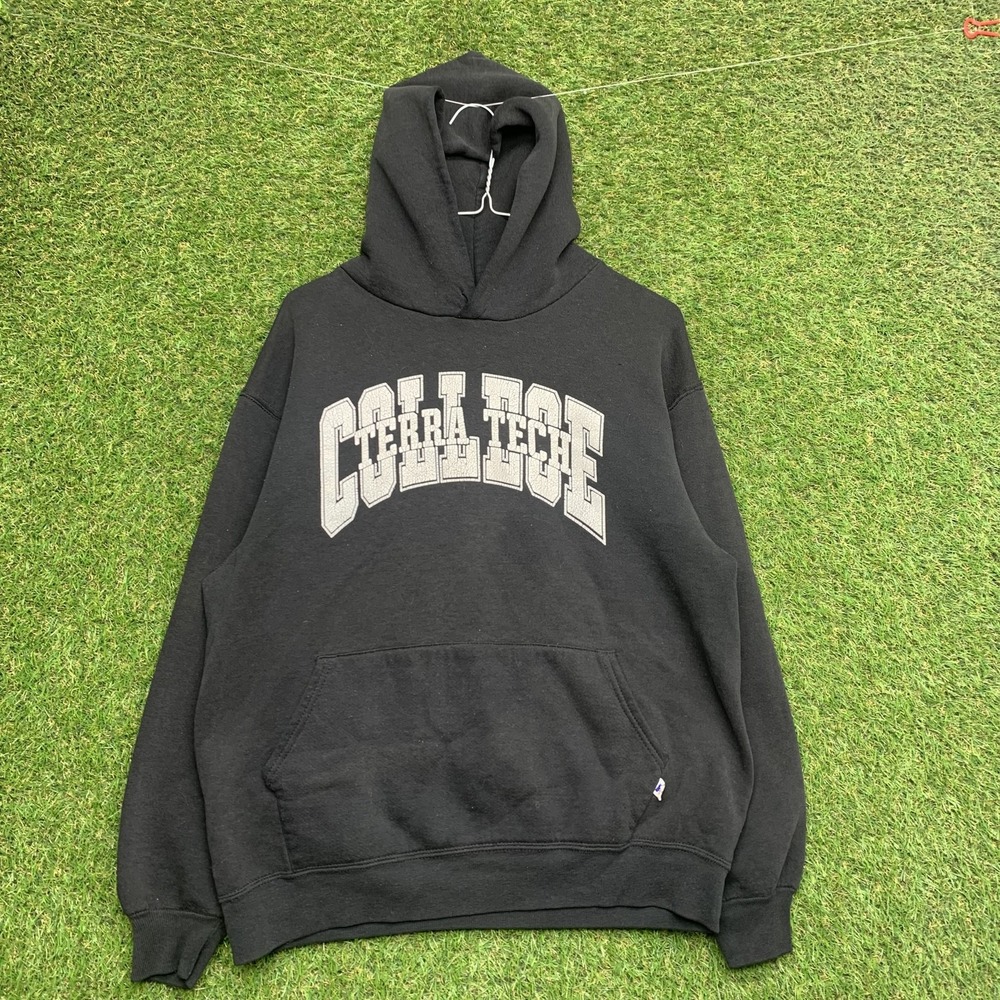 Vintage Terra Tech College Hoodie Mens Large Russell Athletic USA 90s Pullover